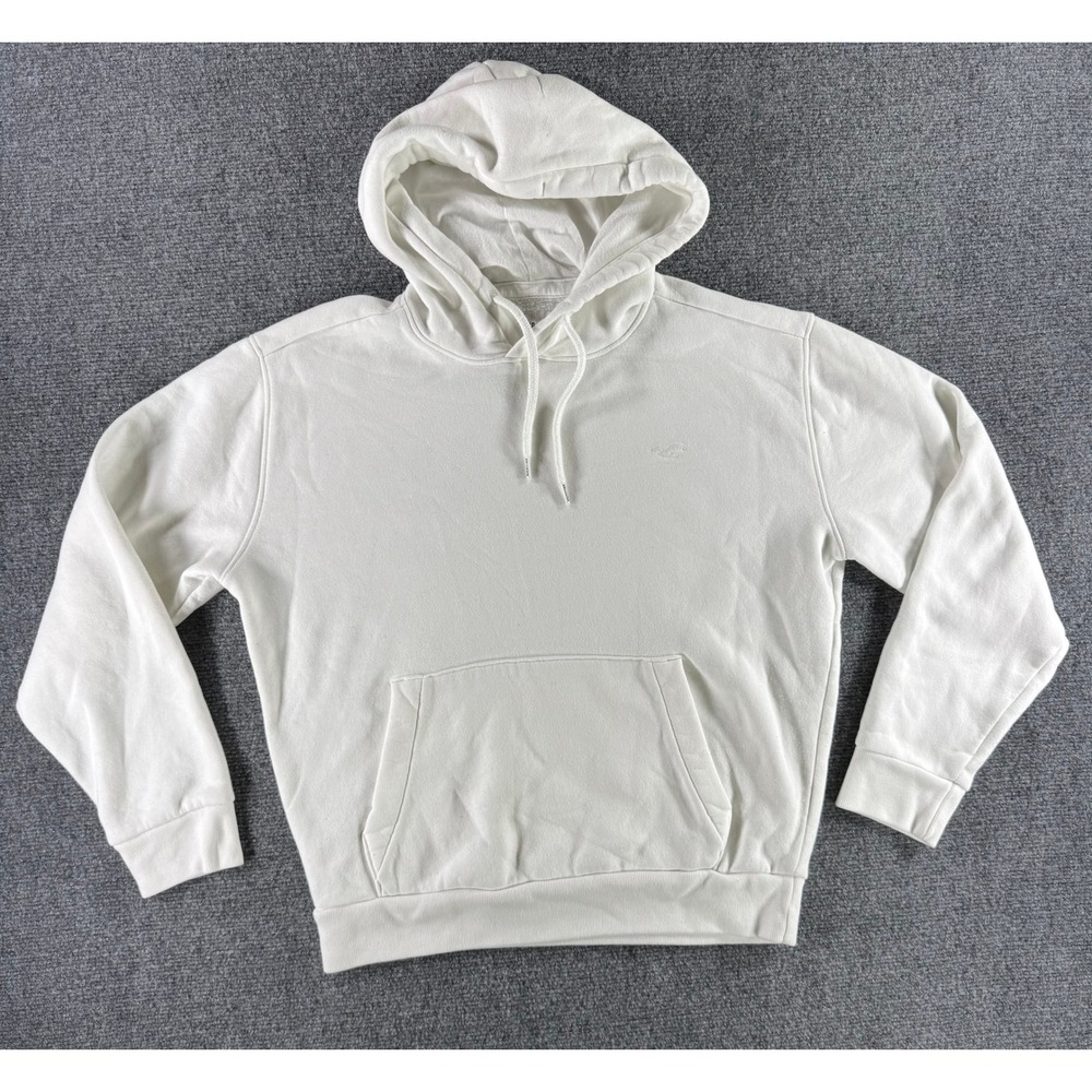 Hollister Womens‎ XS Off White Cream Fleece Pullover Hoodie Embroidered Logo
